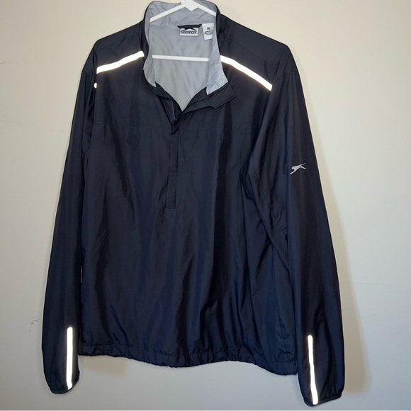 Slazenger Men's Golf Windbreaker Pullover Jacket Long Sleeve Graphite/Black XL - Picture 7 of 9